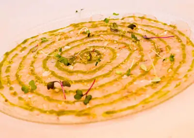RED PRAWNS CARPACCIO EL PUNTO RESTAURANT IN VEJER DE LA FRONTERA